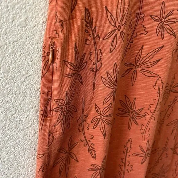 Toad & Co Midi Dress Size XS Samba Paseo Tencel Organic Cotton Burnt Orange Palm - Picture 7 of 16
